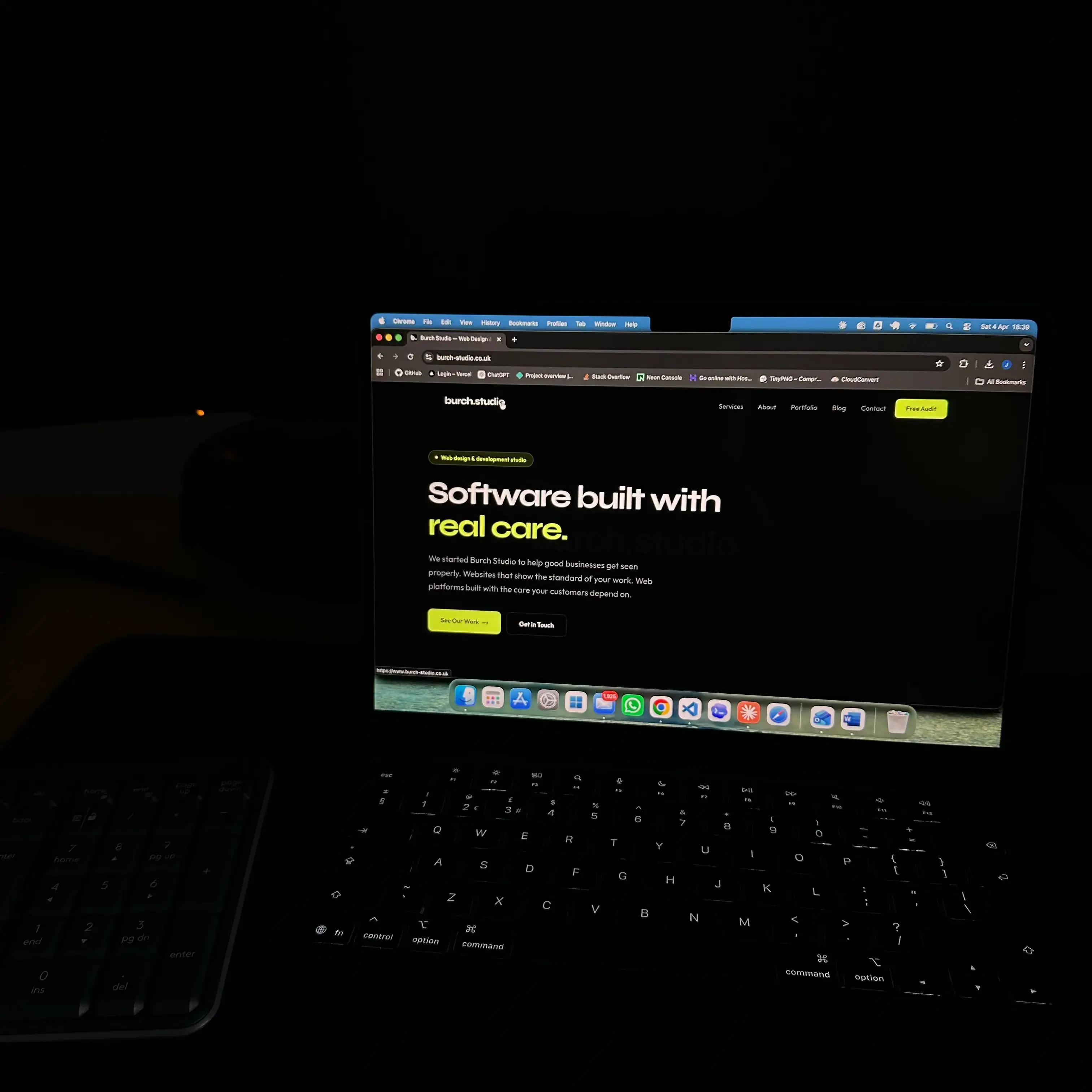 Clean modern website displayed on a laptop screen