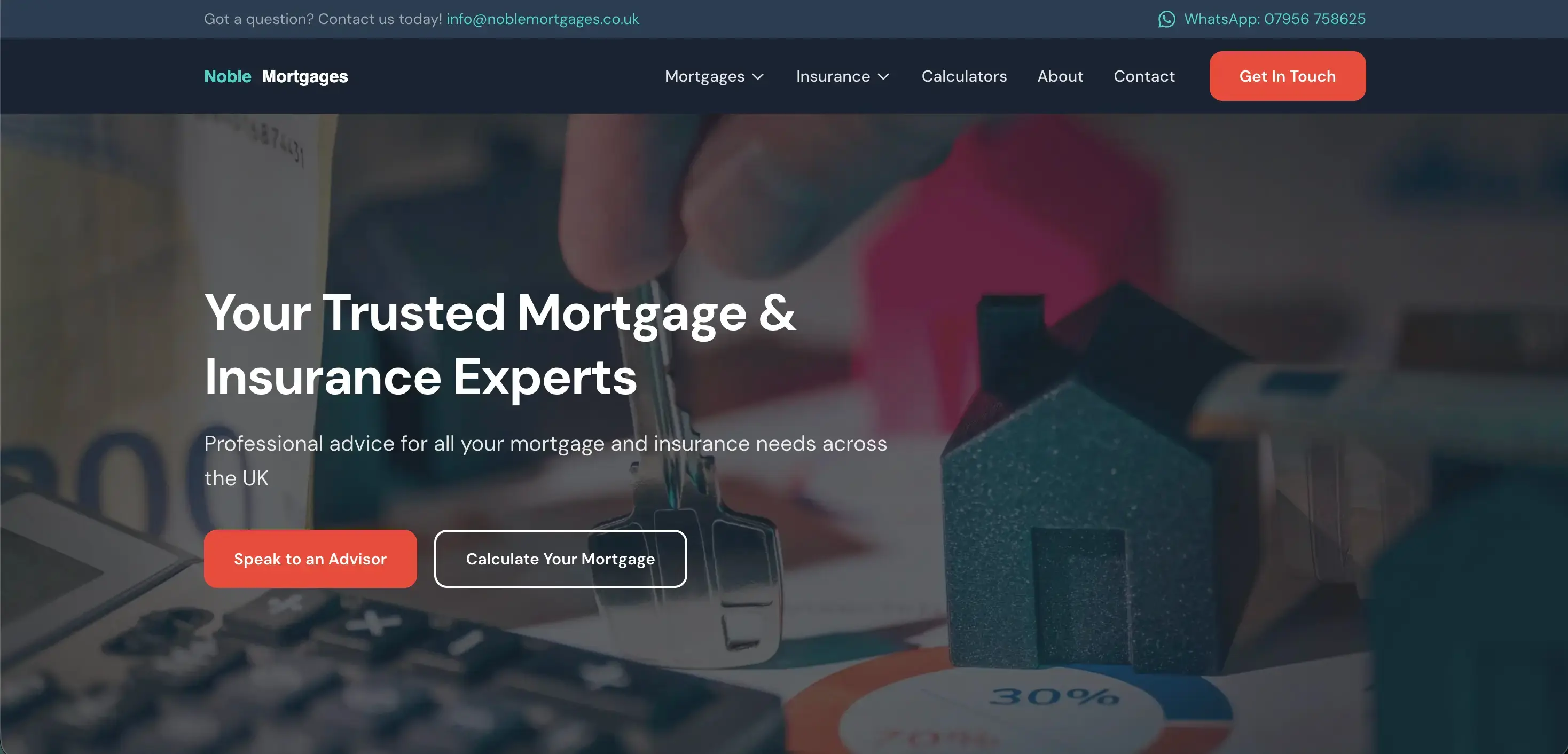Homepage preview of the Noble Mortgages website